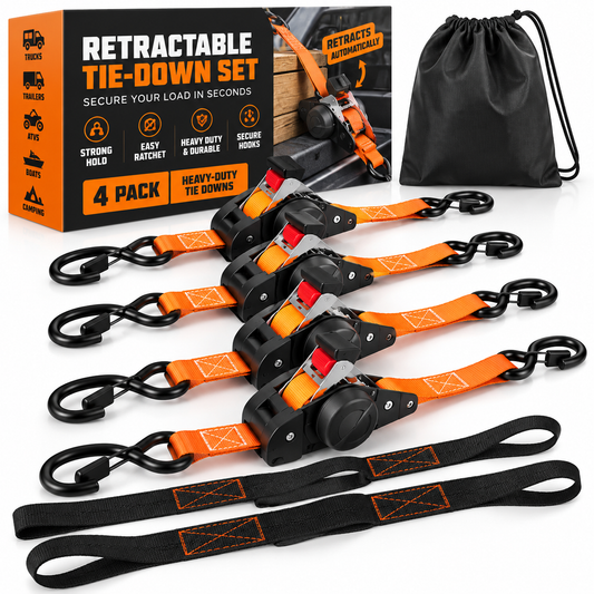 Retractable Polyester Ratchet Tie Down Strap