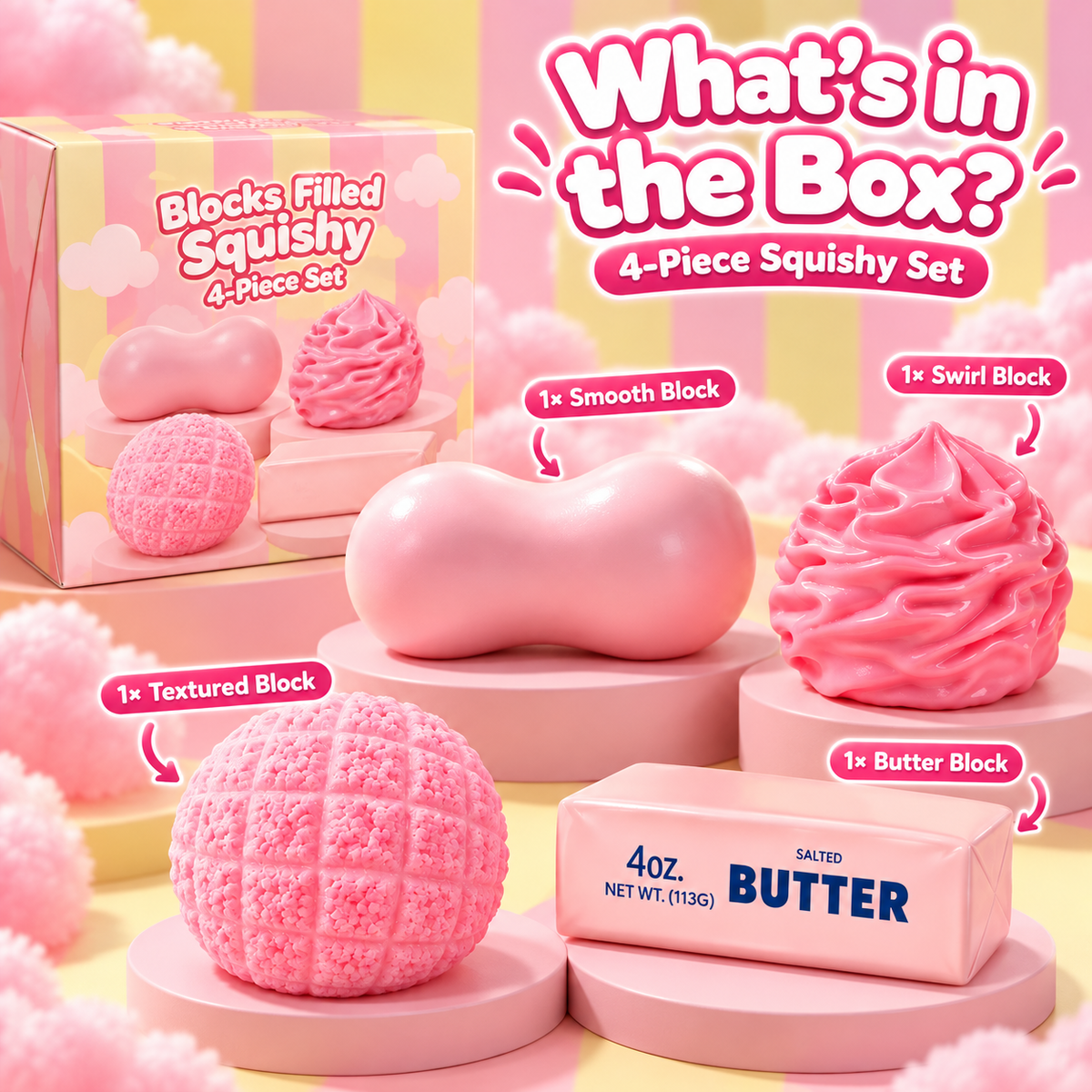 4-Piece Crunchy Squishy